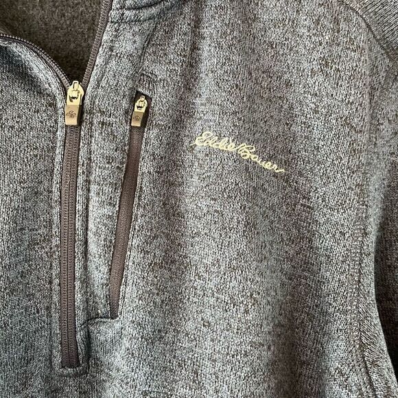 Eddie Bauer Fleece Lined 1/2 Zip Mock Neck Sweater Embroidered Logo Size Large B - Picture 3 of 6
